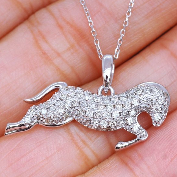 🎁 Horse Zircon Full Diamond Silver Plated Dainty Necklace for Women, EVG… - Picture 6 of 6